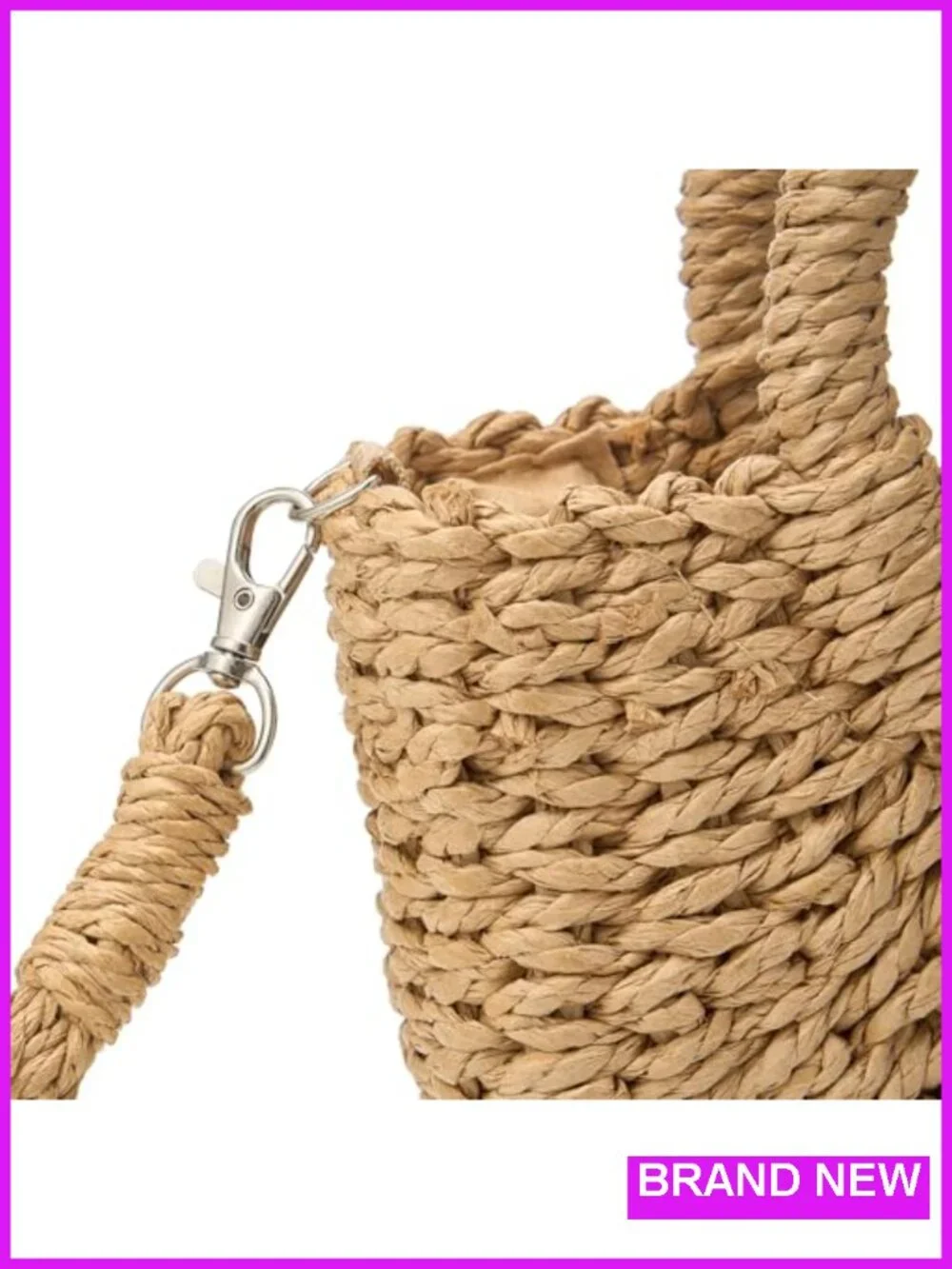 Straw Woven Crossbody Tote Bag Handmade Beach Summer Travel
